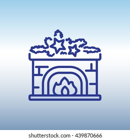Web line icon. Fireplace, Christmas decorations