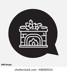 Web line icon. Fireplace, Christmas decorations