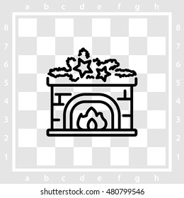 Web line icon. Fireplace, Christmas decorations