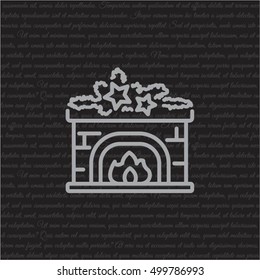 Web line icon. Fireplace, Christmas decorations