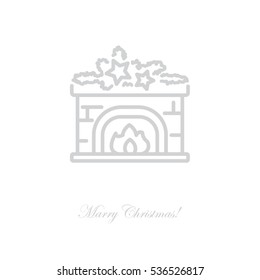 Web line icon. Fireplace, Christmas decorations