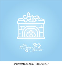 Web line icon. Fireplace, Christmas decorations