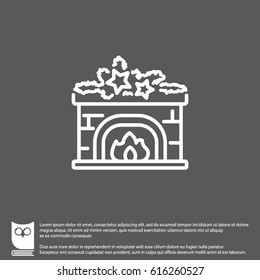 Web line icon. Fireplace, Christmas decorations