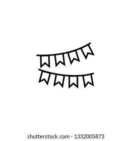 Web line icon. Flags garland, holiday decoration , logo isolated on white background
