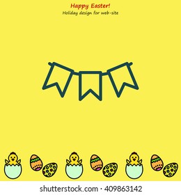 Web line icon. Flags garland, holiday decoration