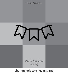Web line icon. Flags garland, holiday decoration