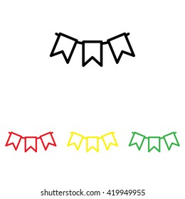 Web line icon. Flags garland, holiday decoration