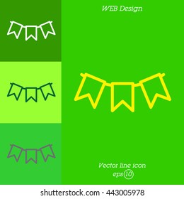 Web line icon. Flags garland, holiday decoration