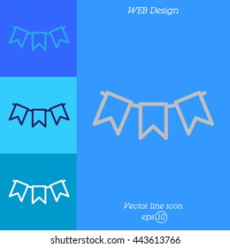 Web line icon. Flags garland, holiday decoration