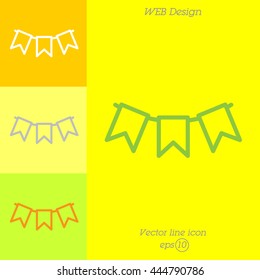 Web line icon. Flags garland, holiday decoration