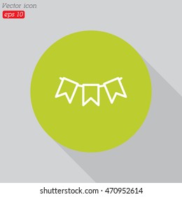 Web line icon. Flags garland, holiday decoration