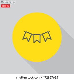 Web line icon. Flags garland, holiday decoration