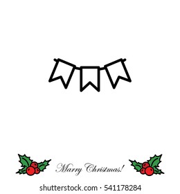 Web line icon. Flags garland, holiday decoration