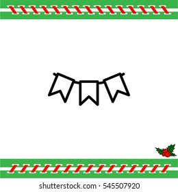 Web line icon. Flags garland, holiday decoration