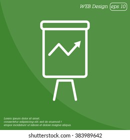 Web line icon. Flipchart, graph