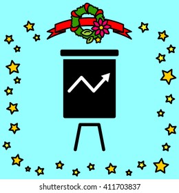 Web line icon. Flipchart, graph