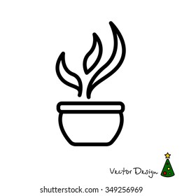 Web line icon. Flower in a pot