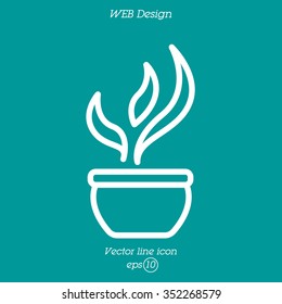 Web line icon. Flower in a pot