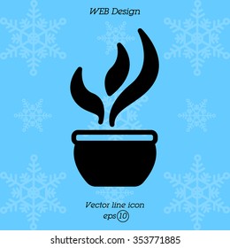 Web line icon. Flower in a pot