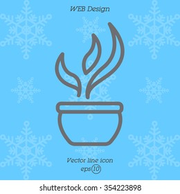 Web line icon. Flower in a pot