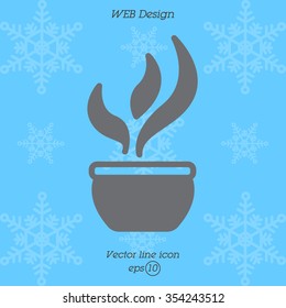Web line icon. Flower in a pot