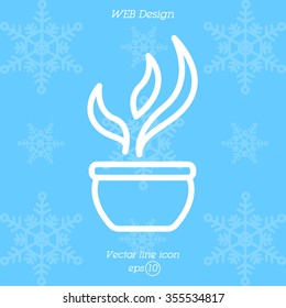Web line icon. Flower in a pot