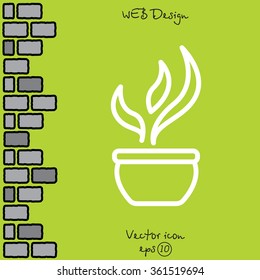 Web line icon. Flower in a pot