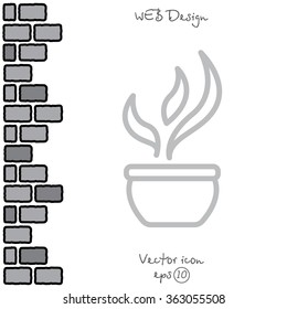 Web line icon. Flower in a pot