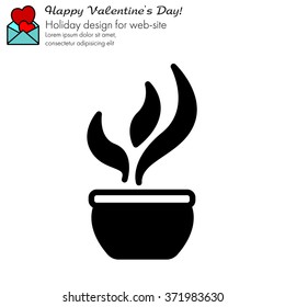 Web line icon. Flower in a pot
