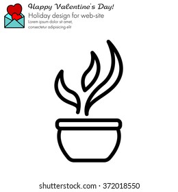 Web line icon. Flower in a pot