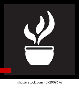 Web line icon. Flower in a pot
