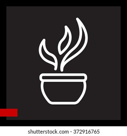Web line icon. Flower in a pot
