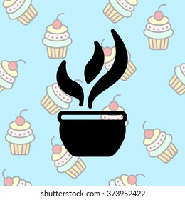 Web line icon. Flower in a pot