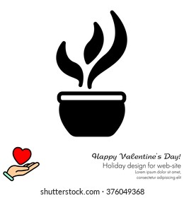 Web line icon. Flower in a pot