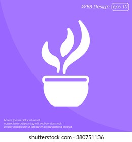 Web line icon. Flower in a pot