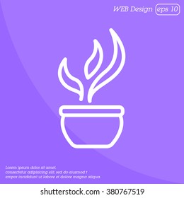 Web line icon. Flower in a pot