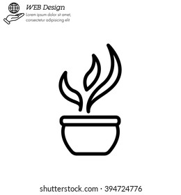 Web line icon. Flower in a pot