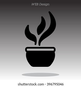 Web line icon. Flower in a pot