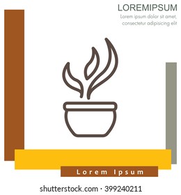 Web line icon. Flower in a pot