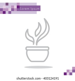 Web line icon. Flower in a pot