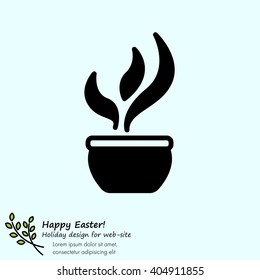 Web line icon. Flower in a pot