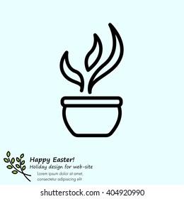 Web line icon. Flower in a pot