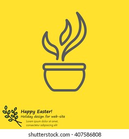 Web line icon. Flower in a pot