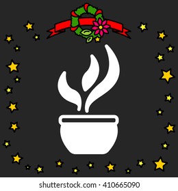 Web line icon. Flower in a pot