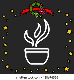 Web line icon. Flower in a pot