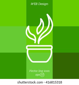 Web line icon. Flower in a pot