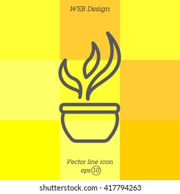 Web line icon. Flower in a pot