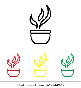 Web line icon. Flower in a pot