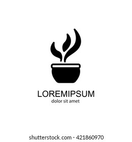Web line icon. Flower in a pot