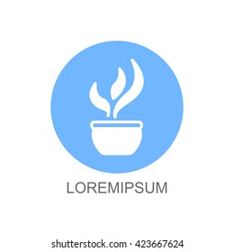 Web line icon. Flower in a pot